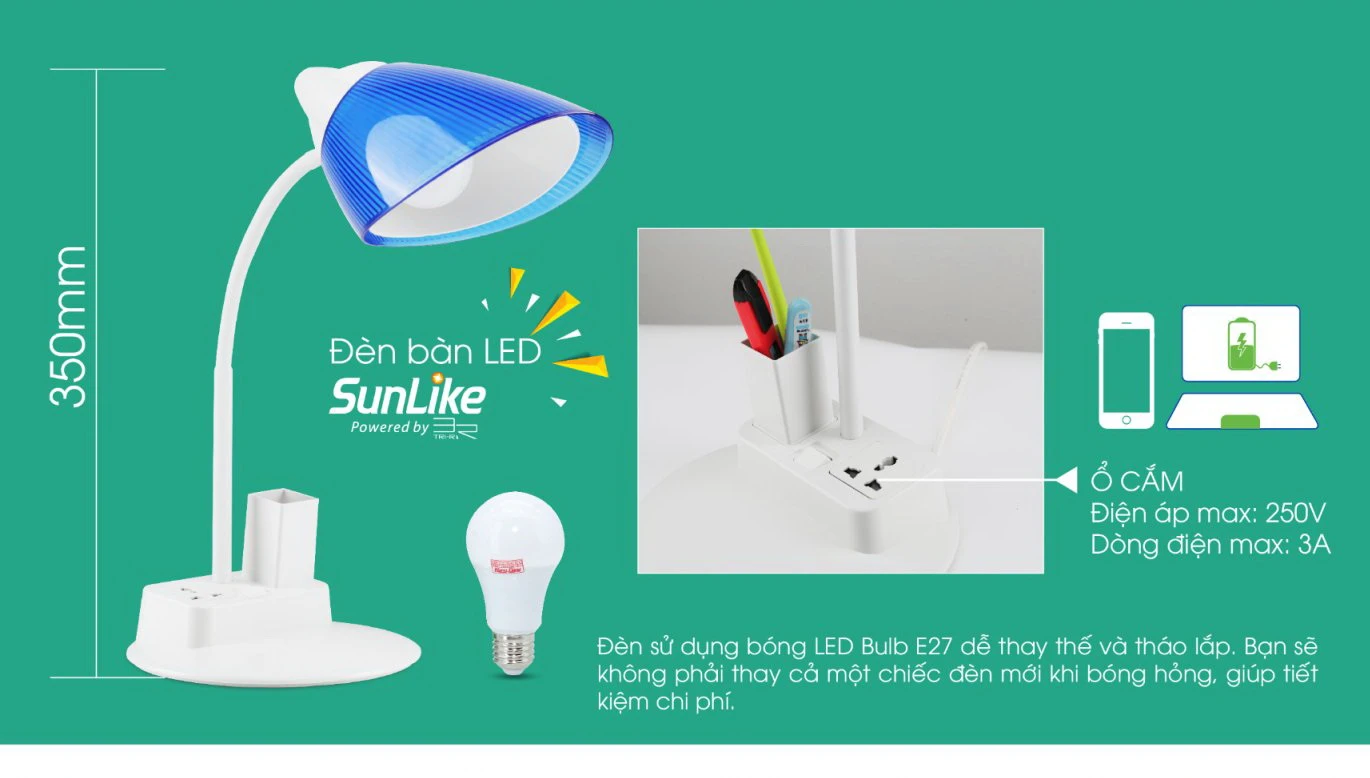 Đèn bàn LED bảo vệ thị lực RD-RL-40 8W 6500K có thiết kế trang nhã lịch sự