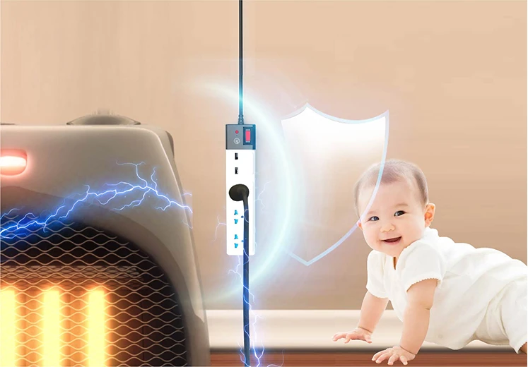 Phòng ngừa giật điện an toàn cho trẻ nhỏ cùng ổ cắm đa năng USB chống giật OC04.USB 3C/5M/10A Rạng Đông