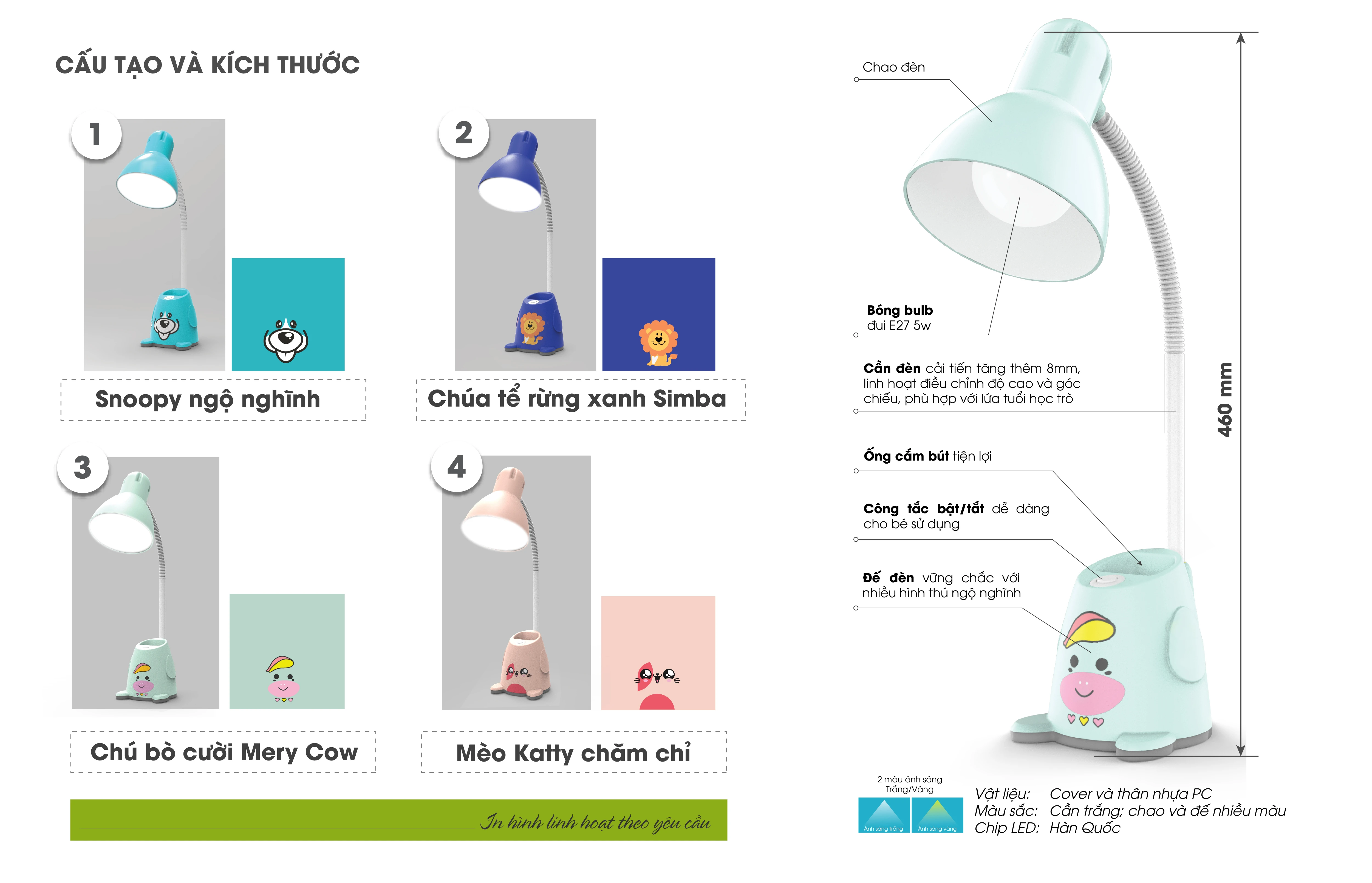 Đèn bàn LED bảo vệ thị lực RD-RL-24.V2 5W 6500K có thiết kế hiện đại trẻ trung