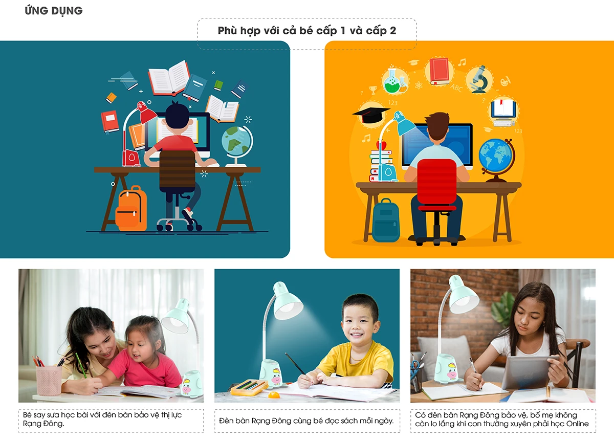 Đèn bàn LED bảo vệ thị lực RD-RL-24.V2 5W 6500K phù hợp với sử dụng cho nhiều độ tuổi và mục đích