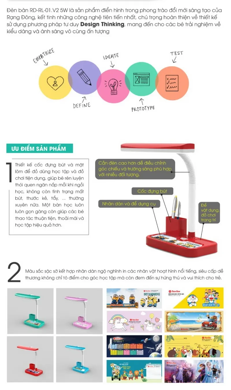 Đèn Bàn chống cận RD-RL-01.V2 Rạng Đông được thiết kế vô cùng độc đáo khi có thêm phần đựng bút 